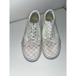 VANS Old Skool Multicolor Checkerboard Pastel Canvas Missy Youth Sz 4.5